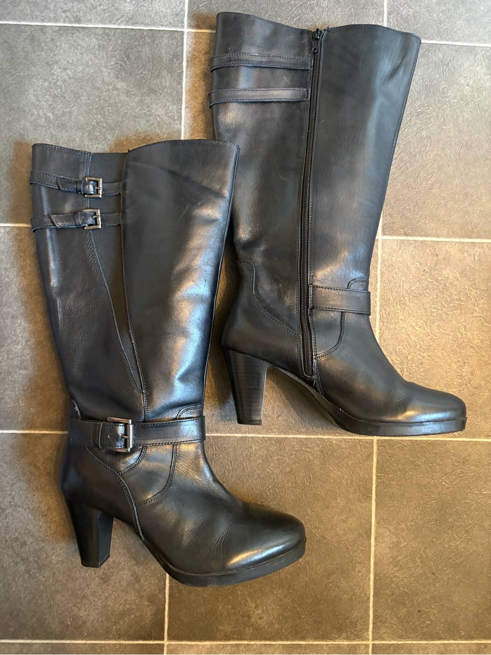 Leather boots wide calf 11